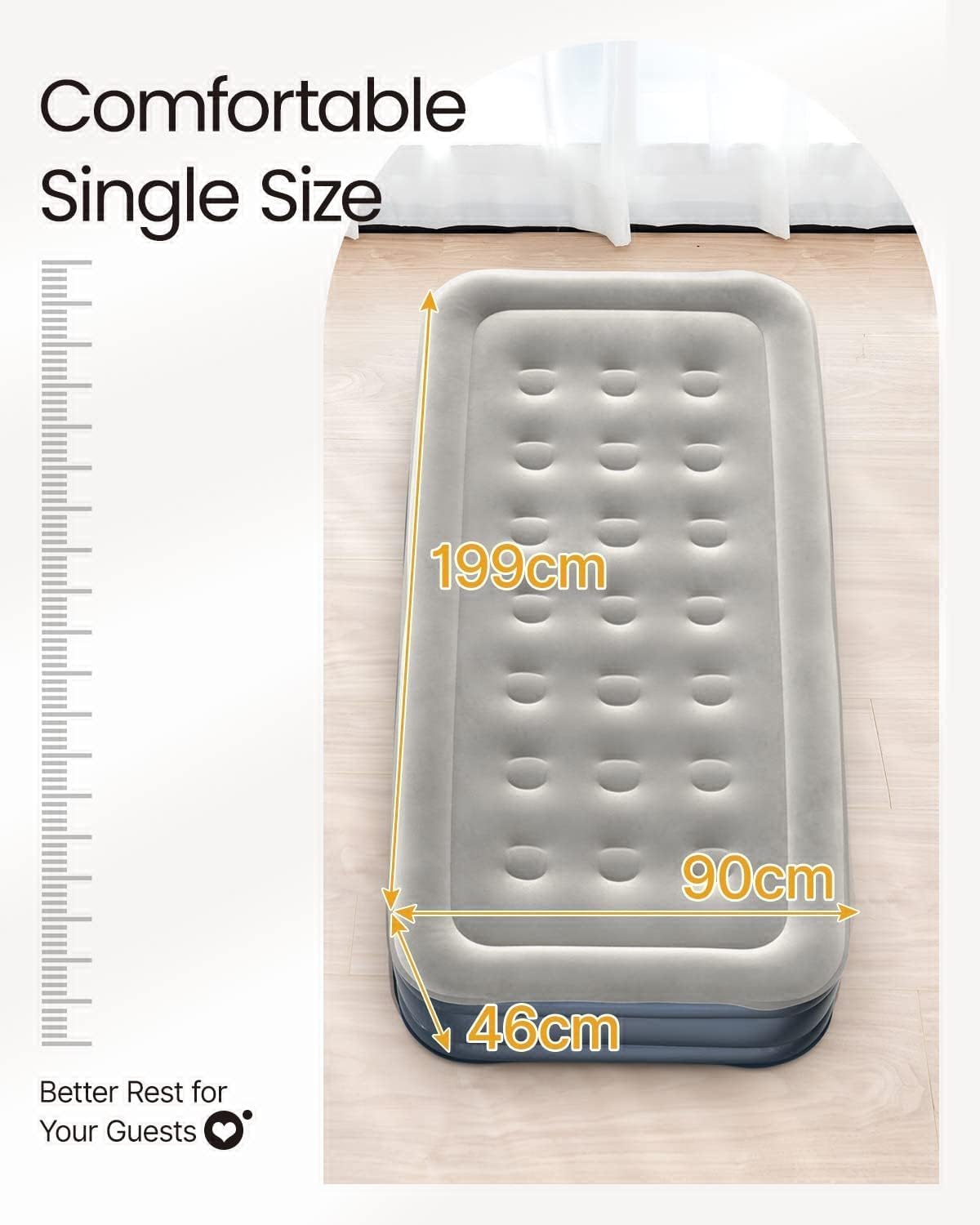Inflatable Air Mattress with - Waterproof Single