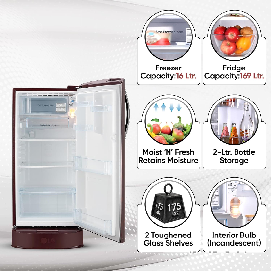 LG 185 L, 5 Star, Smart Inverter Single Door Refrigerator