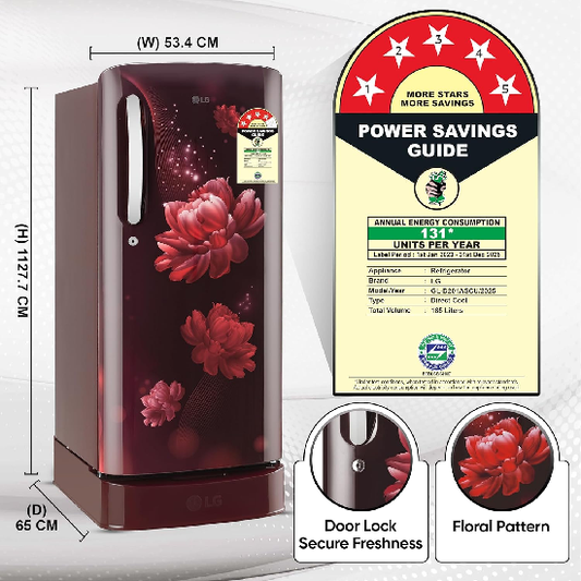 LG 185 L, 5 Star, Smart Inverter Single Door Refrigerator