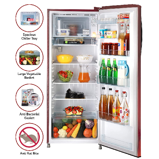 LG 261 L 3 Star Inverter Single Door Refrigerator GL-B281BSCX