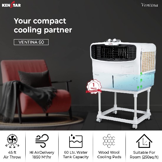 Kenstar Ventina 60 Window Air Cooler 60L, 210 Watts