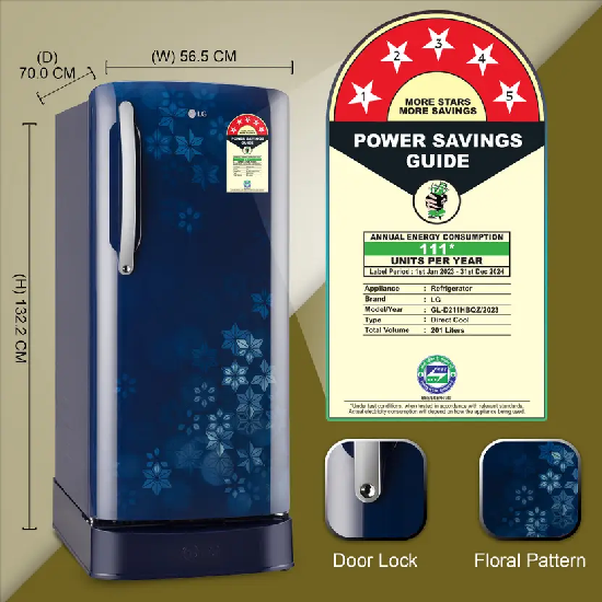 LG 201 L Direct Cool Single Door 5 Star Refrigerator
