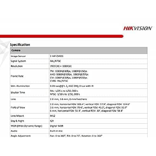 HIKVISION 2MP Dome with inbuilt Mic DS-2CE76D0T-ITPFS 1080p