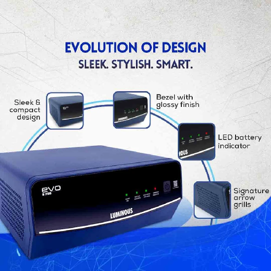 Luminous EVO S 750 Inverter, 650 VA, LED 650VA/12V Sine Wave