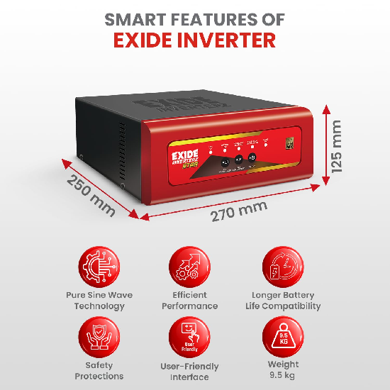 EXIDE Star STAR12V900 12V 900VA Inverter | Pure Sine Wave Output