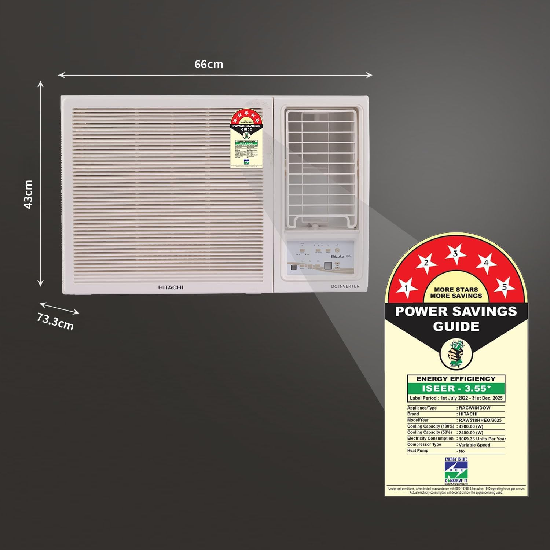 Hitachi 1.5 Ton Class 5 Star Window Inverter AC RAW518HHEO, White