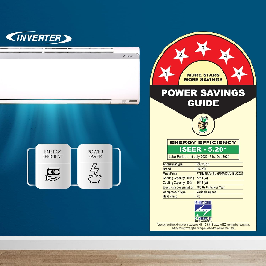 Daikin 1.5 Ton 5 Star Inverter Split AC FTKM50, White