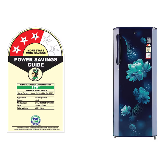 LG 261L, 3 Star Direct Cool Single Door Refrigerator