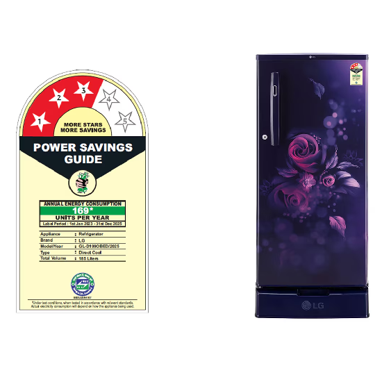 LG 185L, 3 Star Direct Cool Single Door Refrigerator