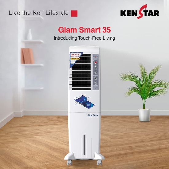 KENSTAR Glam 35 litres Honeycomb Tower Cooler White