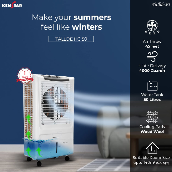 Kenstar Tallde 50 Desert Air Cooler 50L, 170 Watts