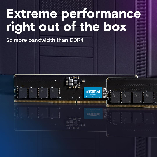 Crucial RAM 16GB DDR5 4800MHz CL40 Desktop Memory CT16G48C40U5