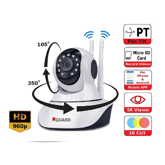 iBall 1.3MP 960P Cloud Wireless Smart HD IP Wi-Fi CCTV PT Dome Camera