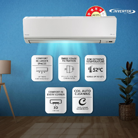 Daikin 2.6 Ton 4 Star Inverter Split AC FTKL90UV, White