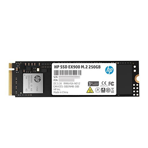 HP EX900 M.2 250GB PCIe 3.1 x 4 NVMe 3D TLC NAND Internal Solid State Drive (SSD) Max 2100 MBps 2YY43AA#ABC