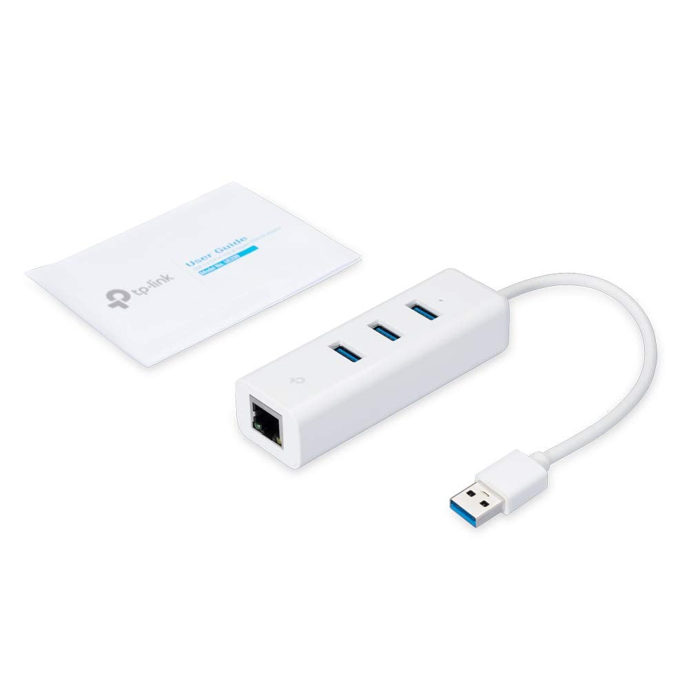 TP-link UE330 USB 3.0 3-Port Hub & Gigabit Ethernet Adapter 2 in 1 USB Adapter - Plug and Play