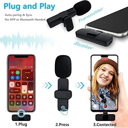 K8 Wireless Microphone, Digital Mini Portable Recording Clip Mic
