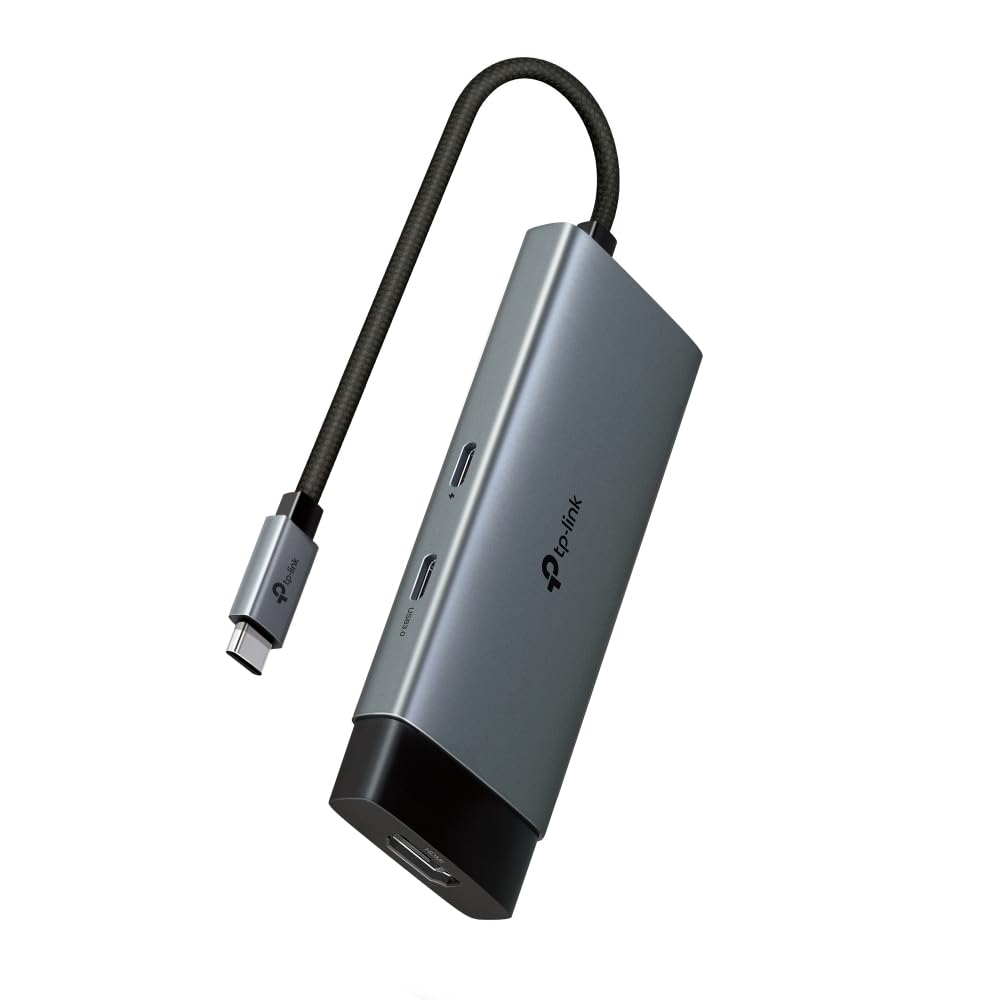 TP-Link UH5020C USB Type-C 5 in 1 Hub, USB 3.0, 5Gbps Data Transfer, 2 x USB A, 1x USB C, HDMI 4K@60Hz, 100W PD 3.0 Fast Charging, Self-Storage, Braided Cable, Compact and Elegant Design, Plug & Play