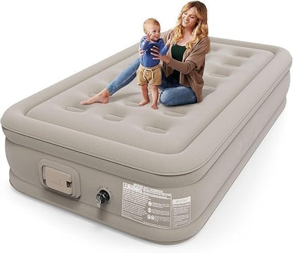 Inflatable Air Mattress with - Waterproof Single