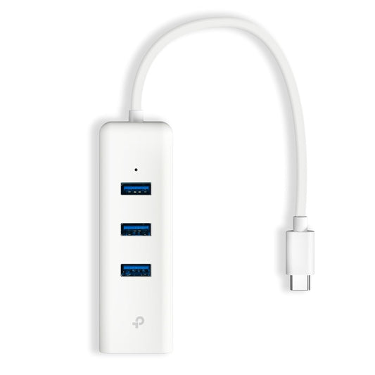 TP-Link UE330C USB 3.0 Type-C 3-Port Gigabit Ethernet Network Adapter RJ45 LAN Wired Hub for Ultrabook, Chromebook, Laptop, Desktop, Plug & Play, Foldable and Portable Design