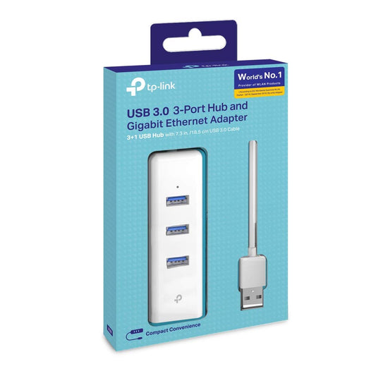 TP-link UE330 USB 3.0 3-Port Hub & Gigabit Ethernet Adapter 2 in 1 USB Adapter - Plug and Play