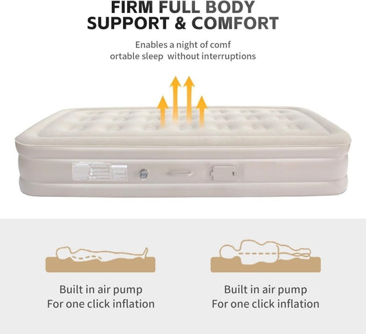 Inflatable Air Mattress with - Waterproof Single