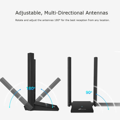 TP-Link AX1800 Wi-Fi 6 Dual Antennas High Gain Wireless USB 3.0 Adapter, Dual-Band, Auto Driver, MU-MIMO, Low- Latency, 1-Meter Cable, Supports Windows 10/11, Highly Secure WPA3 (Archer TX20U Plus)