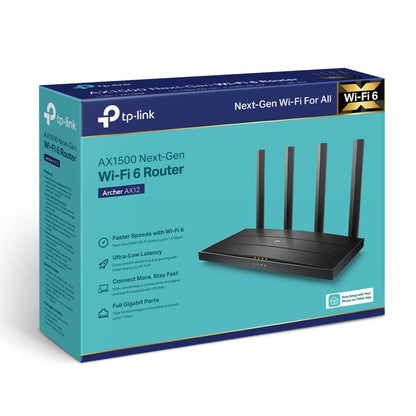 TP-Link Archer AX12 AX1500 Wi-Fi 6 Router | Dual-Band Gigabit Wireless | MU-MIMO & OFDMA | Beamforming & WPA3 Security | Easy Setup via Tether App |High-Speed Coverage for Home, Gaming & Smart Devices