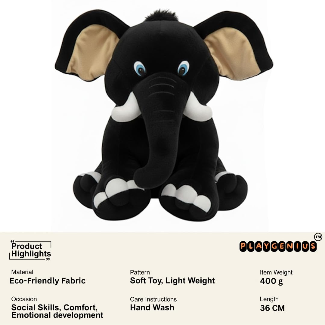 Elephant Soft Toy - Black