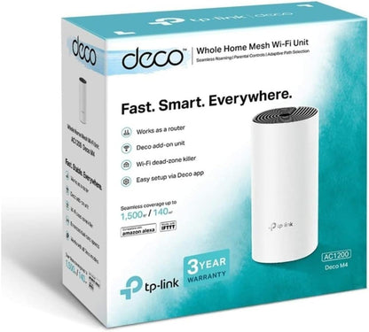 TP-Link Deco M4 Whole Home Mesh Wi-Fi System, Seamless Roaming and Speedy (AC1200), Work with Amazon Echo/Alexa, Router and Wi-Fi Booster, Parental Control, Pack of 2, Qualcomm CPU