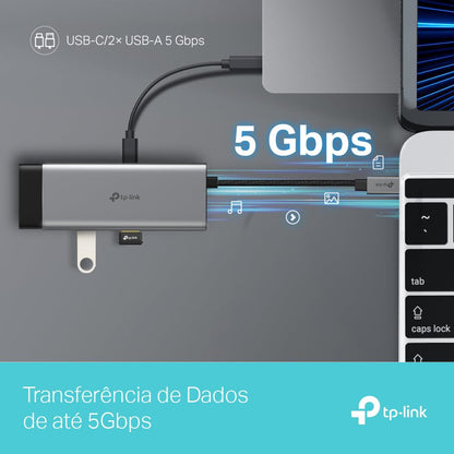 TP-Link UH5020C USB Type-C 5 in 1 Hub, USB 3.0, 5Gbps Data Transfer, 2 x USB A, 1x USB C, HDMI 4K@60Hz, 100W PD 3.0 Fast Charging, Self-Storage, Braided Cable, Compact and Elegant Design, Plug & Play