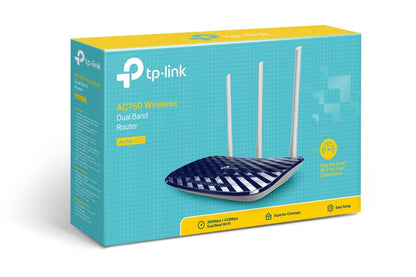 TP-Link AC750 Dual Band Wireless Cable Router, 4 10/100 LAN + 10/100 WAN Ports, Support Guest Network and Parental Control, 750Mbps Speed Wi-Fi, 3 Antennas (Archer C20) Blue, 5 GHz