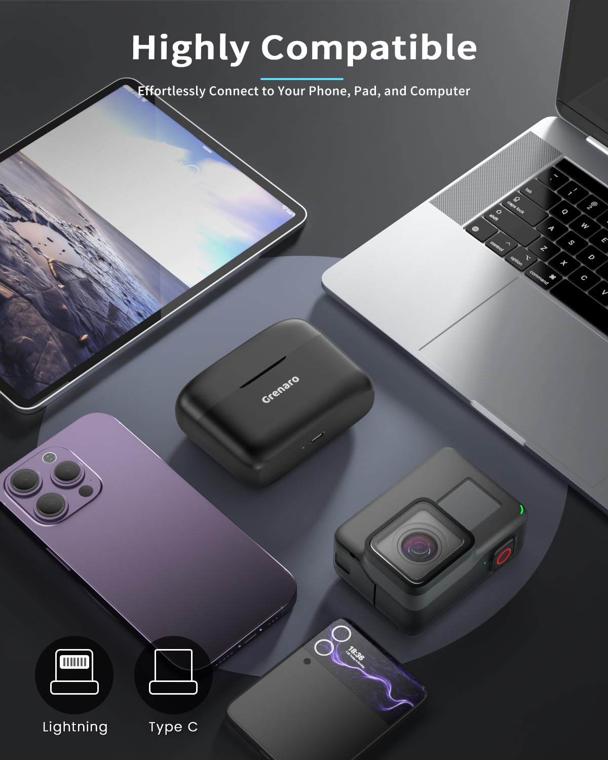 J13 Wireless Mic, Noise Reduction Lapel Mic with Charging Case, Wireless Mic