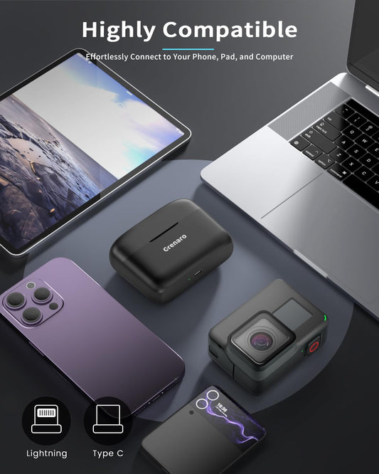 J13 Wireless Mic, Noise Reduction Lapel Mic with Charging Case, Wireless Mic