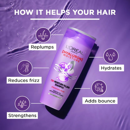 L'Oreal Paris Hyaluron Moisture 72H Filling Shampoo With Hyaluronic Acid for Dry & Dehydrated Hair