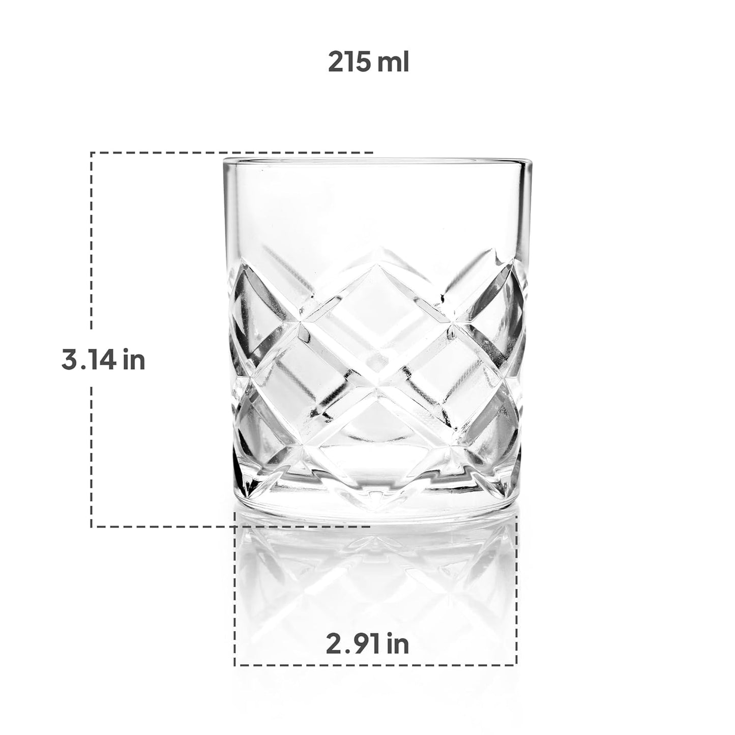 Cello Old Fashioned Juice Tumbler Glass Set of 6, 215ml