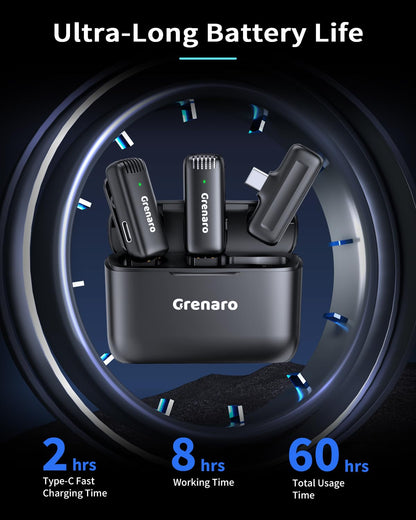 J13 Wireless Mic, Noise Reduction Lapel Mic with Charging Case, Wireless Mic