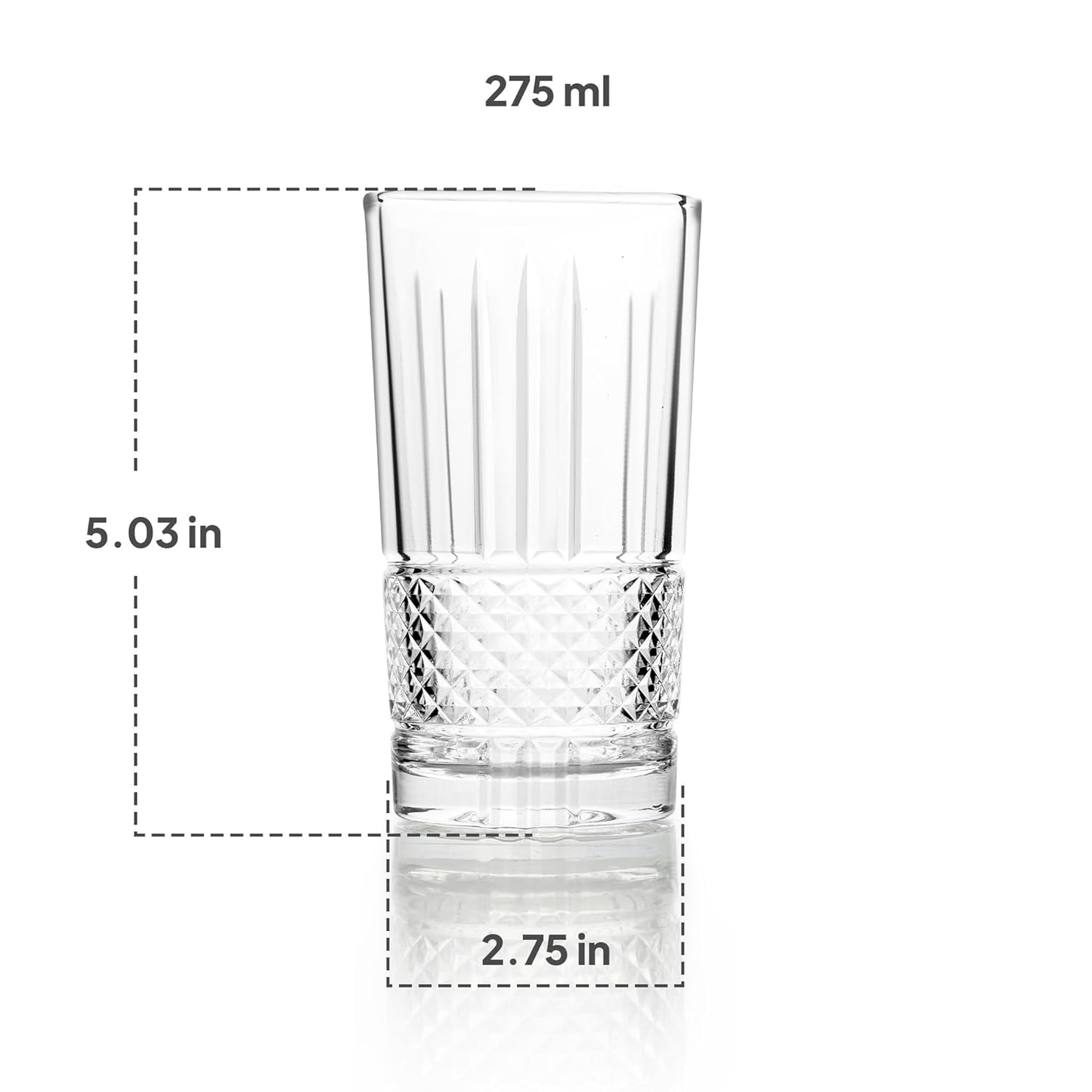 CELLO Brilliant Hi-Ball Tumbler Glass Set 275 ml