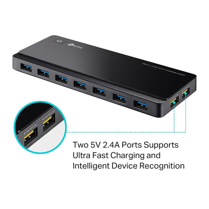 TP-Link UH720 USB Hub, 7-Port Docking Station with Extra 2X 2.4A Ultra Fast Charging Ports, 10x Data Transfer Speed up to 5Gbps, 1m USB3.0 Cable, Compatible with Windows, Mac OS X and Linux Systems