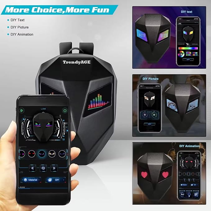 Waterproof Led App Backpack with Led Digital Display LED Backpack Eyes