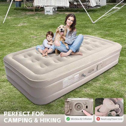 Inflatable Air Mattress with - Waterproof Single