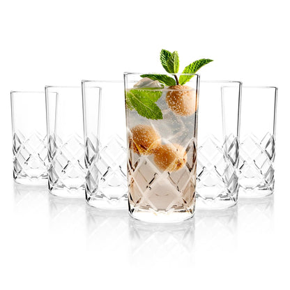 CELLO Old Fashioned Hi-Ball Tumbler Glass Set of 6, 275ml