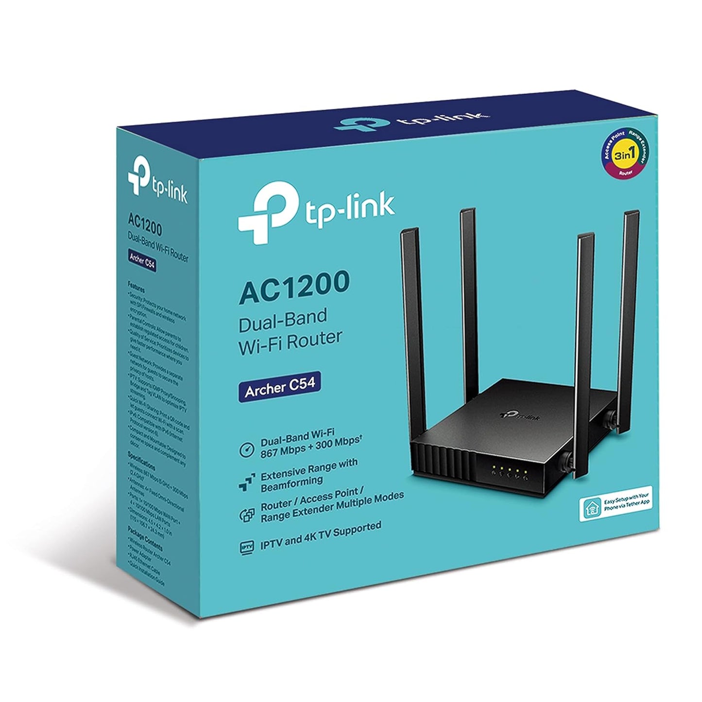 TP-Link Archer C54 AC1200 Dual Band Wi-Fi Router | 1200 Mbps Wireless WiFi Speed | Multi-Mode | 4 Antennas | Parental Controls | Guest Network 2.4 GHz