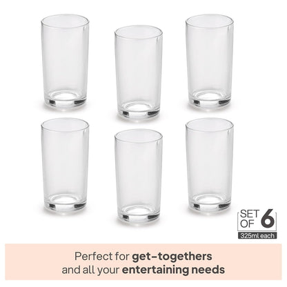 CELLO Liberty Hi-Ball Glass Tumbler Set of 6, 280ml