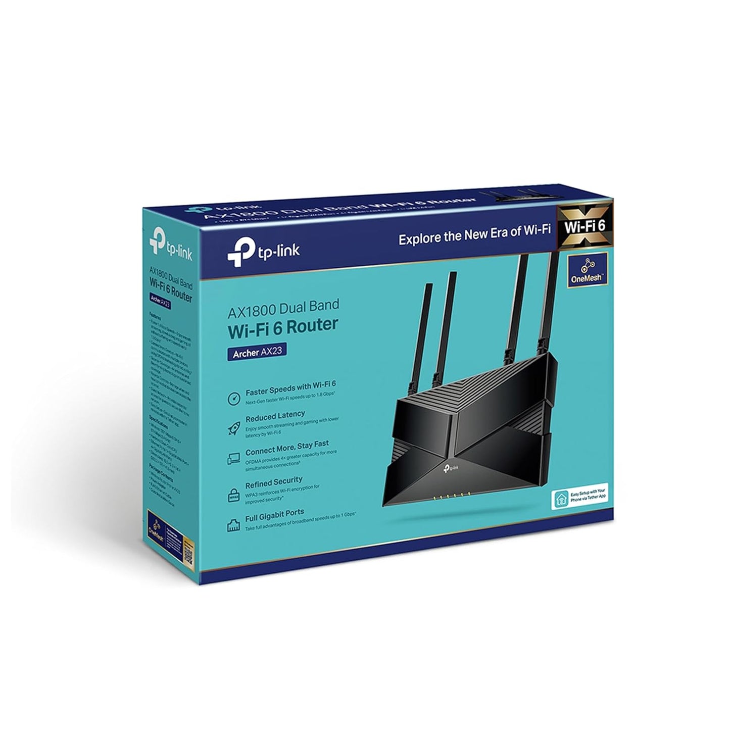 TP-Link Archer AX23 AX1800 Dual-Band Wi-Fi 6 Router (1800 Mbps Speed Gigabit Wireless | Beamforming OFDMA | Next-Gen Platform Dual-Core CPU | One Mesh Easy Setup) Black