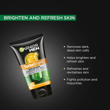 Garnier Men, Face Wash, Brightening & TurboBright Double Action