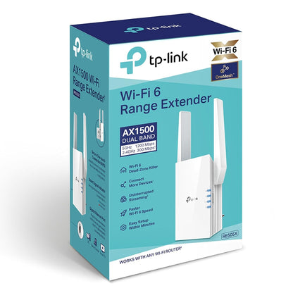 TP-Link AX1500 Wi-Fi 6 Range Extender, Up to 1500 Mbps Speed, Next-Gen Dual Band WiFi Booster, Wireless Repeater with Gigabit Port, 2 External Antennas, Easy Set-Up (RE505X)