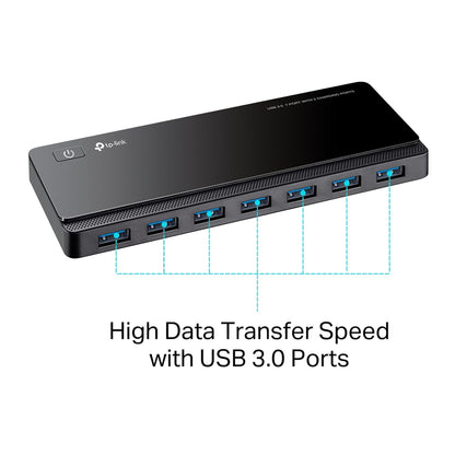 TP-Link UH720 USB Hub, 7-Port Docking Station with Extra 2X 2.4A Ultra Fast Charging Ports, 10x Data Transfer Speed up to 5Gbps, 1m USB3.0 Cable, Compatible with Windows, Mac OS X and Linux Systems