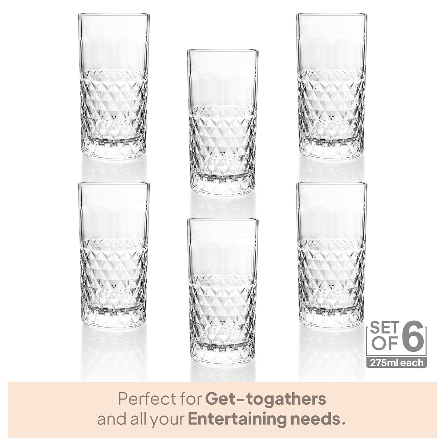 CELLO Unity Hi-Ball Tumbler Glass Set 275 ml