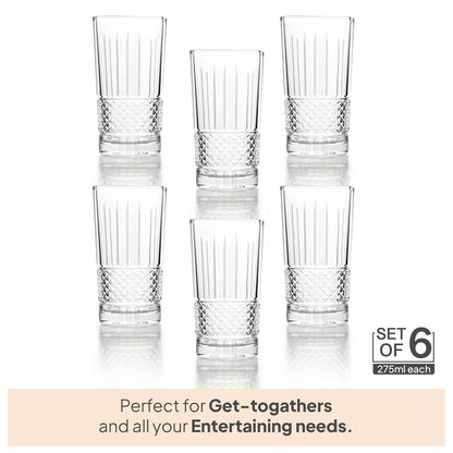 CELLO Brilliant Hi-Ball Tumbler Glass Set 275 ml